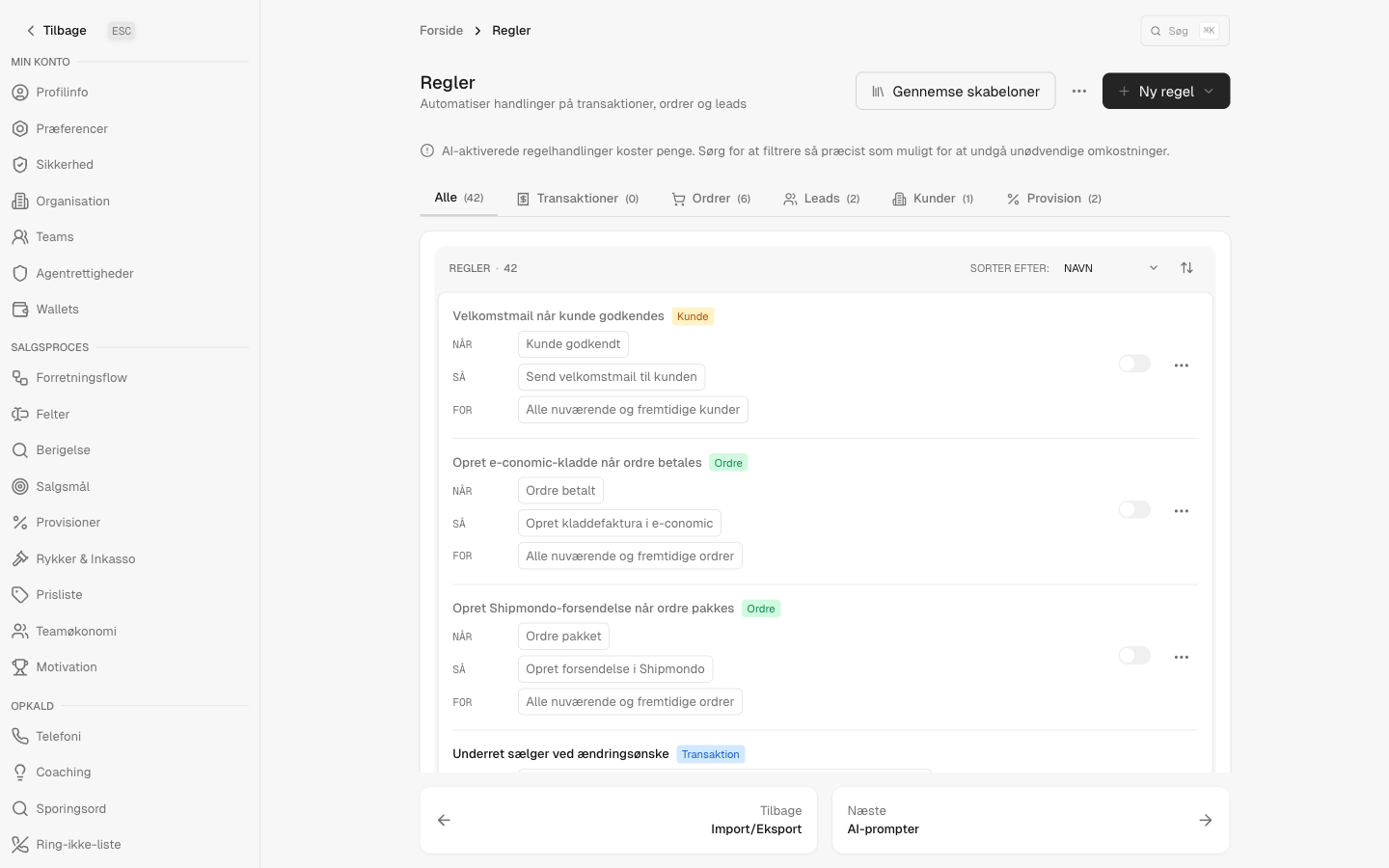 The CloudDialer rules engine, showing a when-then rule built from a trigger and an action